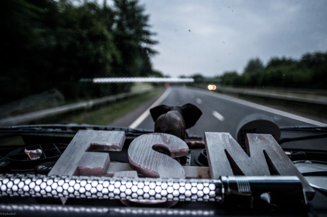 she is marching down the street